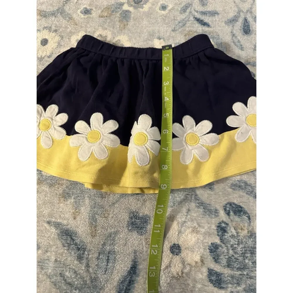 Gymboree Girls 3T Navy Floral Appliqué Pull-On A-Line Knit Cotton Skirt